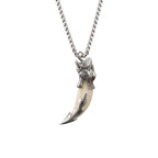 Classic wolf fang necklace authentic tibetan mastiff black dog tooth pendant teeth bone men and women stylish couple titanium steel chain