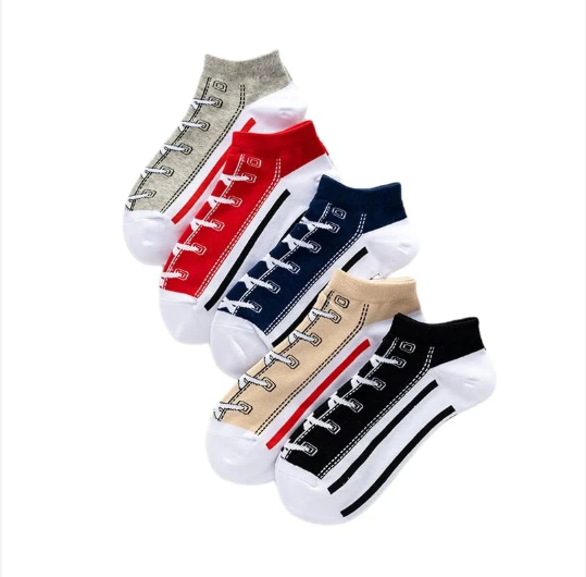 1 Pair Men Casual Socks Fashion Creative Denim Shoes Patterns Socks Japanese Happy Women Soxs Spring Summer Autumn Korean Styles
