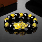 Plump jewelry, Pixiu imitation obsidian bracelet, Fulu double full Buddha bead transfer, men's and women's beads, bracelets, couple batch