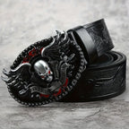 Flame skull spot wholesale alloy plate buckle belt retro embossing trend punk style unisex