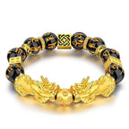 Plump jewelry, Pixiu imitation obsidian bracelet, Fulu double full Buddha bead transfer, men's and women's beads, bracelets, couple batch