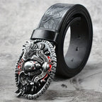Flame skull spot wholesale alloy plate buckle belt retro embossing trend punk style unisex