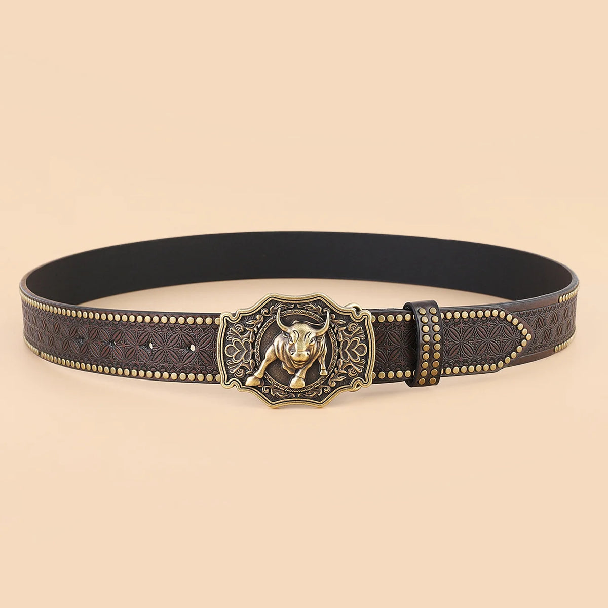 Retro Fashion Punk-Embossed Leather Belt for Men Jeans Waist Belt Western Cowboy Buckle Belt Clothing Accessories Gifts