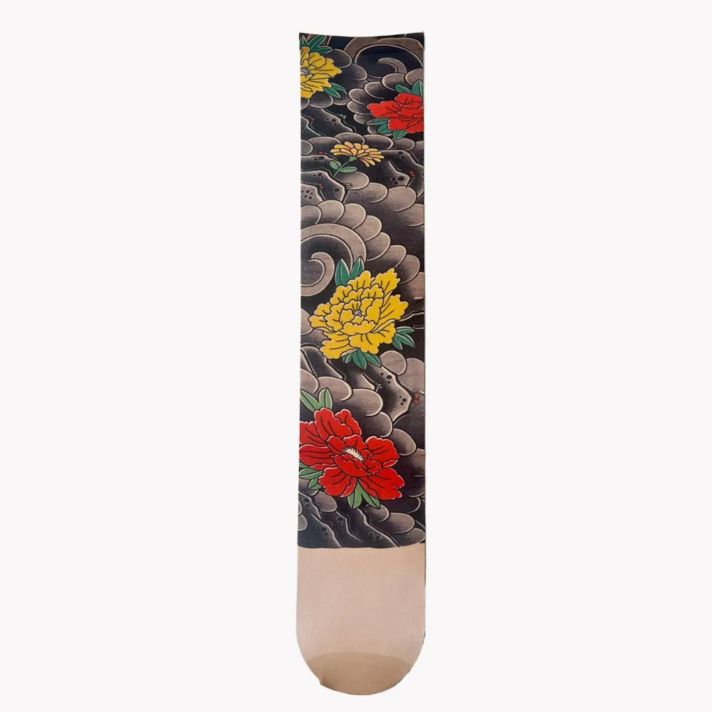 Fashion Simulated Single-leg Socks Perspective Mesh Printed Thigh Socks Personality Sexy Tattooed Stockings Unisex