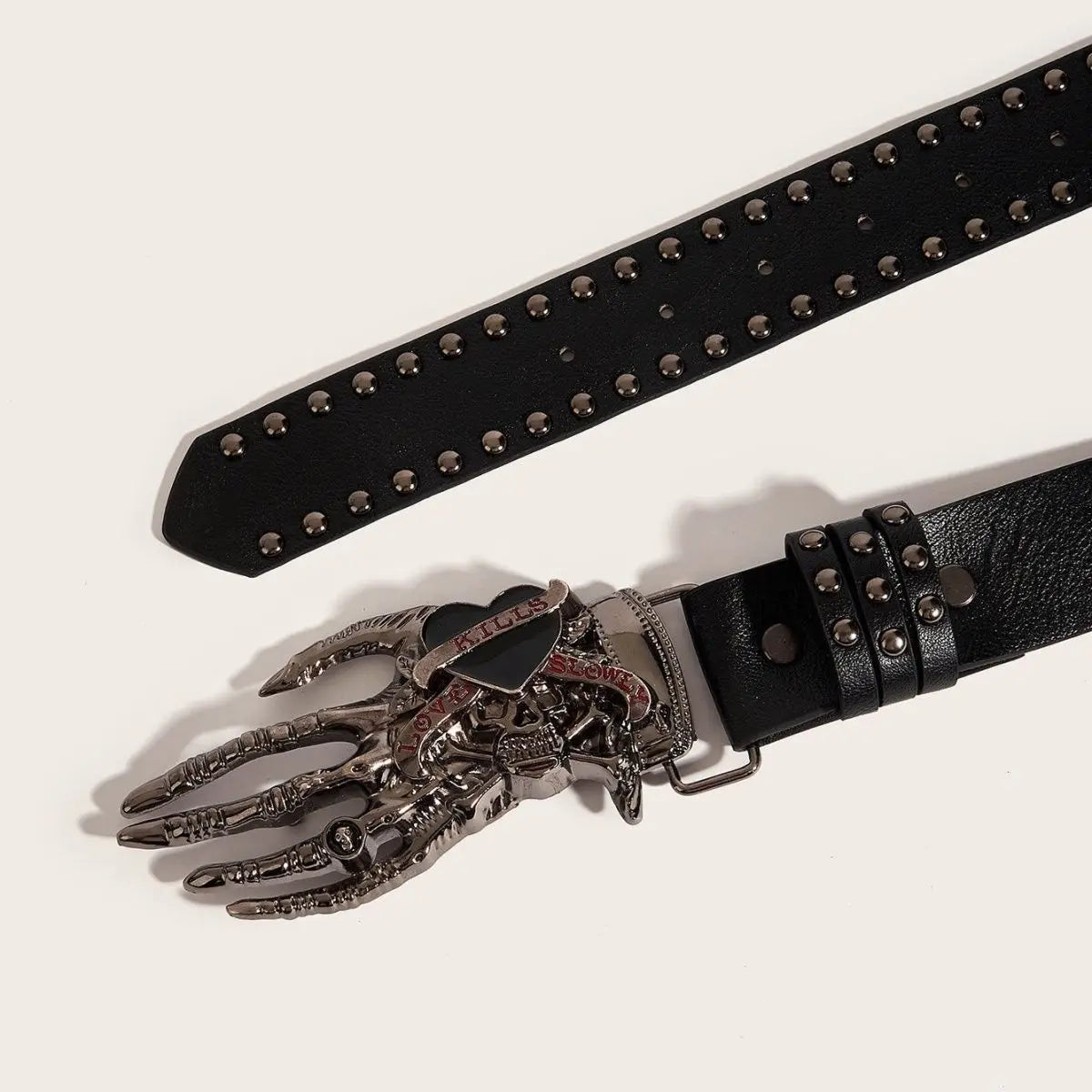 Women's Punk Skull Belt Harajuku Gothic Y2K Rivets Skeleton Hand Decoration Belt Men Girls Leather Belt Halloween Accessories