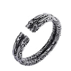 925 Sterling Silver Four‑Dragon‑Head Open Cuff Bangle Adjustable Men Bracelet Chinese‑Style Personalized Jewelry Gift