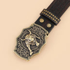 Retro Fashion Punk-Embossed Leather Belt for Men Jeans Waist Belt Western Cowboy Buckle Belt Clothing Accessories Gifts