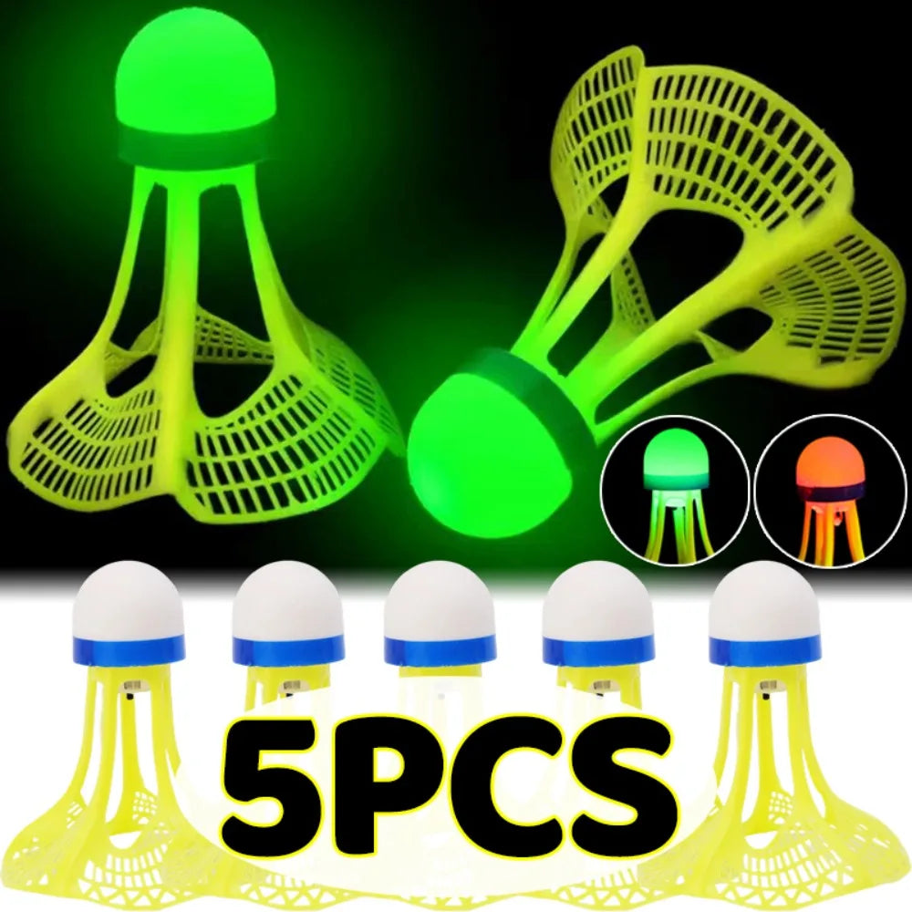 Windproof Luminous Badminton Nylon Shuttlecock LED Light Up Birdies for Outdoor Night Game Foam Head Stable Flight Green Red