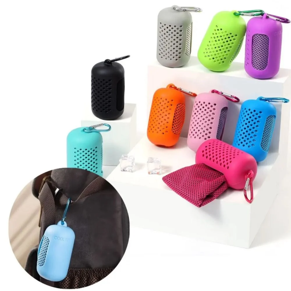 Mini Sports Cold Towel Quick Drying Microfiber Fitness Cool Towel Household Silicone Bag Wrapped Cold Towel Beach Accessories