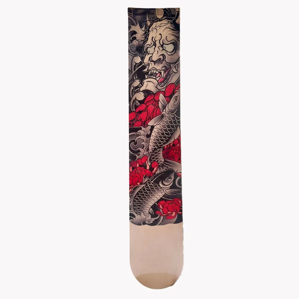 Fashion Simulated Single-leg Socks Perspective Mesh Printed Thigh Socks Personality Sexy Tattooed Stockings Unisex