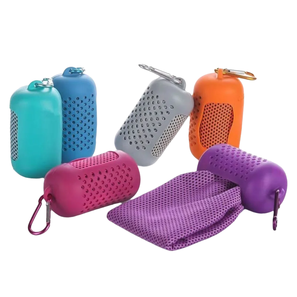 Mini Sports Cold Towel Quick Drying Microfiber Fitness Cool Towel Household Silicone Bag Wrapped Cold Towel Beach Accessories