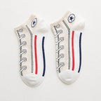 1 Pair Men Casual Socks Fashion Creative Denim Shoes Patterns Socks Japanese Happy Women Soxs Spring Summer Autumn Korean Styles