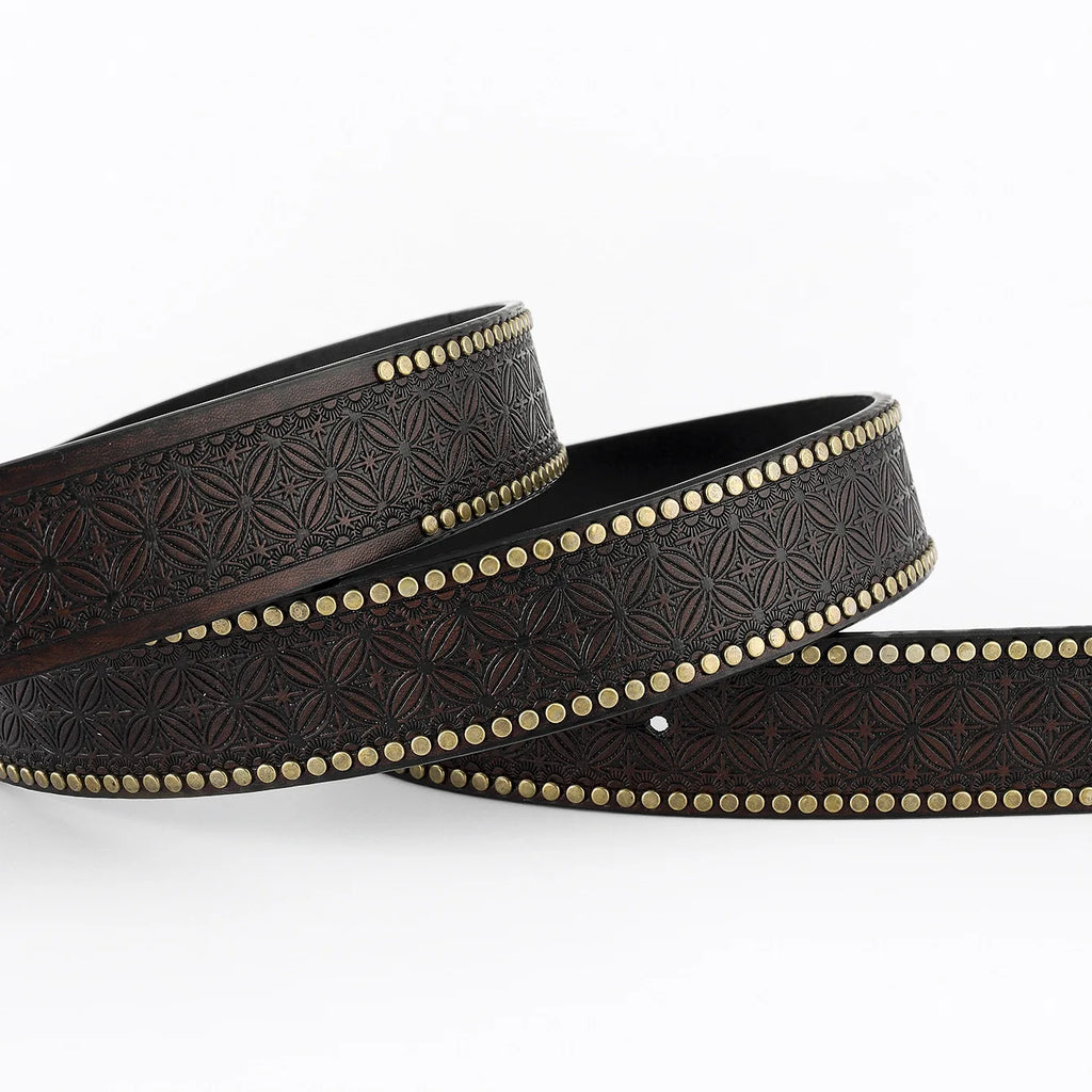 Retro Fashion Punk-Embossed Leather Belt for Men Jeans Waist Belt Western Cowboy Buckle Belt Clothing Accessories Gifts