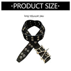 31BB Casual Outfit Belt with Black PU Strap and Star-Shaped Metal Eyelets