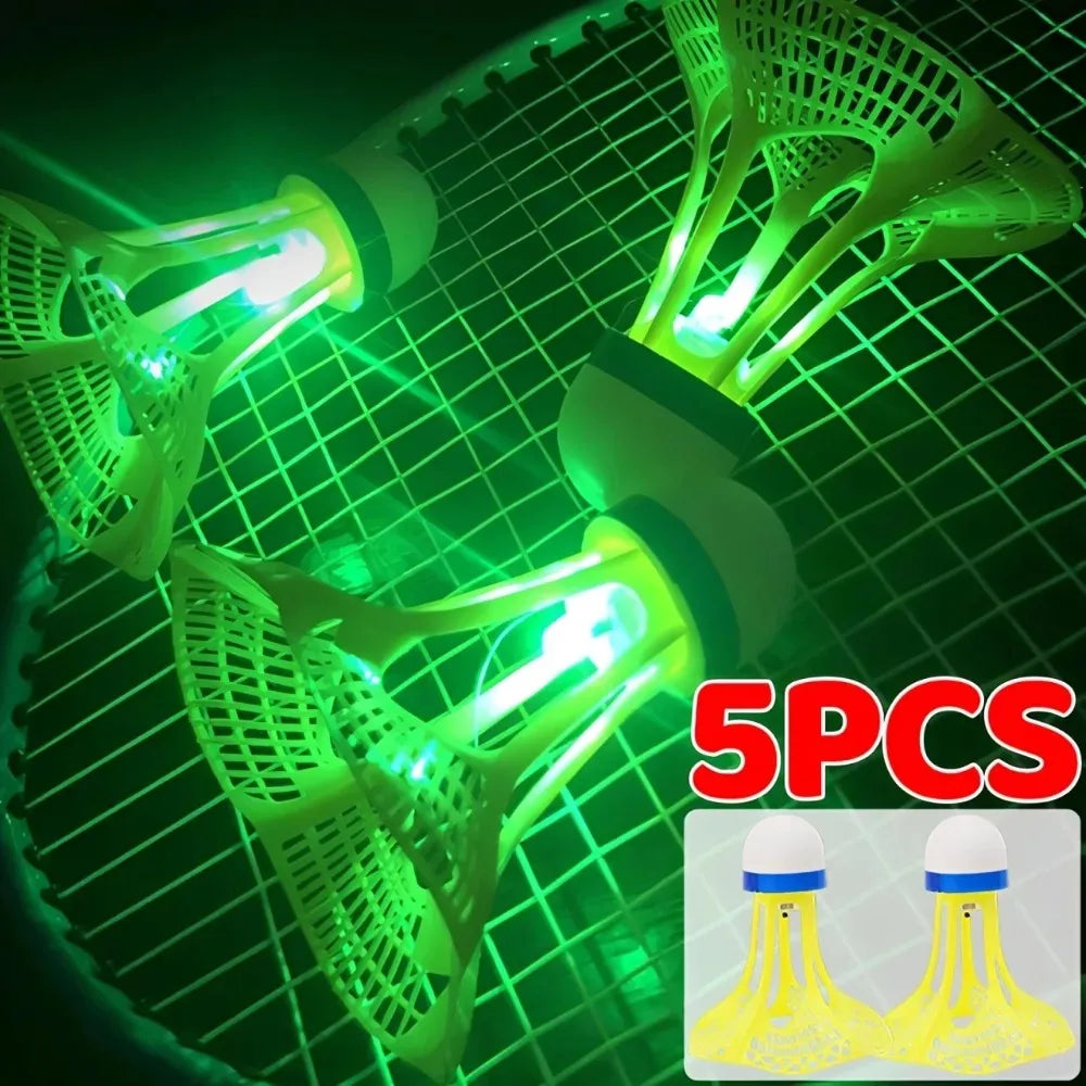 Windproof Luminous Badminton Nylon Shuttlecock LED Light Up Birdies for Outdoor Night Game Foam Head Stable Flight Green Red