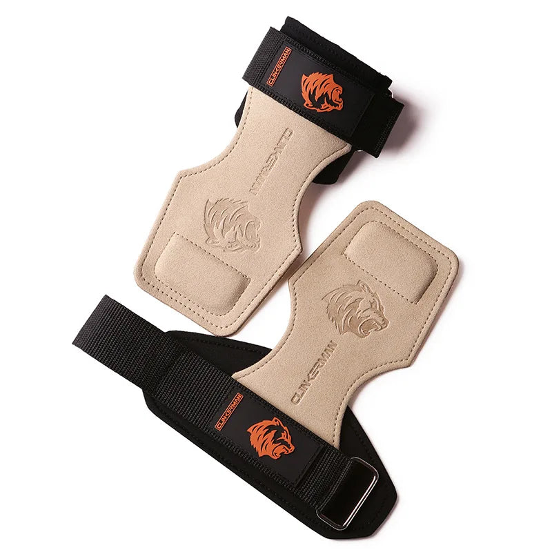 2PC Gym Palm Protector Weightlifting Fitness Glove Stamping Bear Head Lifting Strap for Deadlifts Rowing Pull-Up Various Sports