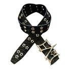 31BB Casual Outfit Belt with Black PU Strap and Star-Shaped Metal Eyelets