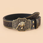 Retro Fashion Punk-Embossed Leather Belt for Men Jeans Waist Belt Western Cowboy Buckle Belt Clothing Accessories Gifts